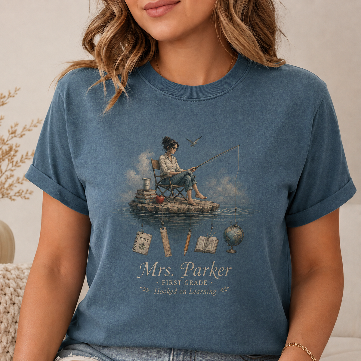 T-shirt de professeur de pêche personnalisé, haut de première année de Mme Parker, t-shirt de rentrée scolaire « Accro à l'apprentissage », cadeau pour professeur Comfort Colors