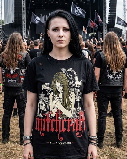 Witchcraft Alchemist Illustration T-shirt | Gothic Woman Graphic Tee