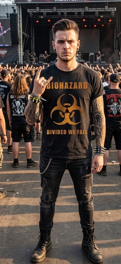 Camiseta con arte de Biohazard Divided We Fall | Camiseta de metal con logo de Biohazard