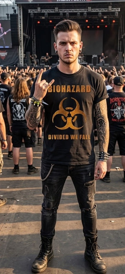 Camiseta con arte de Biohazard Divided We Fall | Camiseta de metal con logo de Biohazard