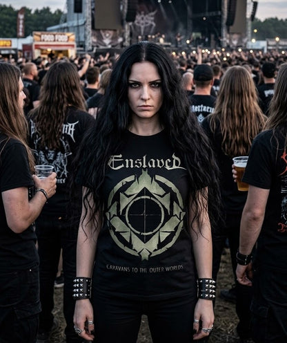 T-shirt avec la pochette de l'album « Enslaved Caravans To The Outer Worlds » / T-shirt de groupe de metal norvégien