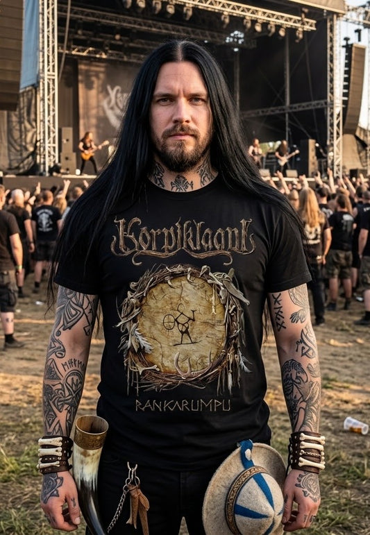 Korpiklaani Nordic Rune Shield shirt | Rankarumpu Album Artwork Tee