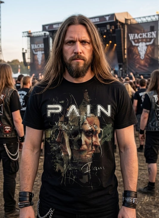 Pain I Am Album Artwork Industrial Metal T-shirt | Face Portrait Dark Grunge Illustration, Vintage Rock Tee