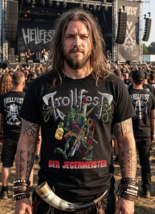 Trollfest Der Jegermeister Artwork Graphic T-shirt | Norwegian Folk Balkan Metal