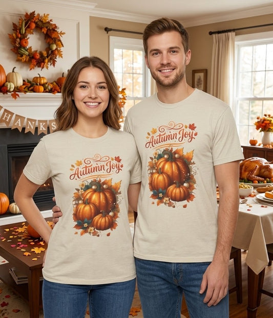 T-shirt citrouilles « Autumn Joy » | Illustration de citrouille d'automne