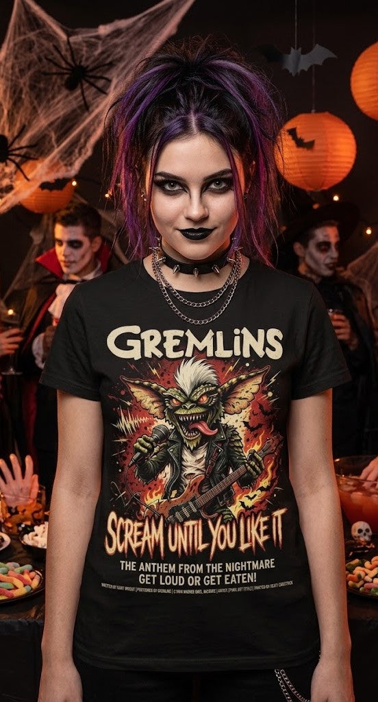 T-shirt Gremlins « Scream Until You Like It » | T-shirt affiche de film d'horreur rétro