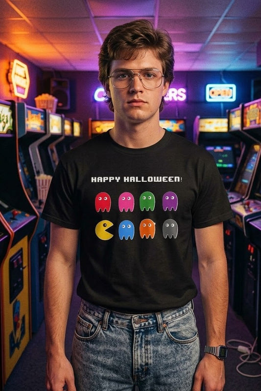Camiseta de Halloween de los fantasmas de Pac-Man | Camiseta retro de Halloween de arcade