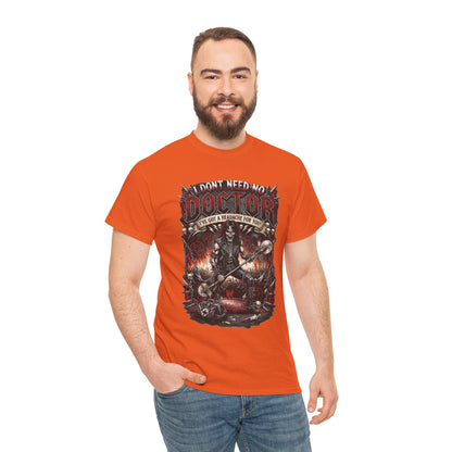 T-shirt illustration I Don't Need No Doctor | Thème médical horreur gothique