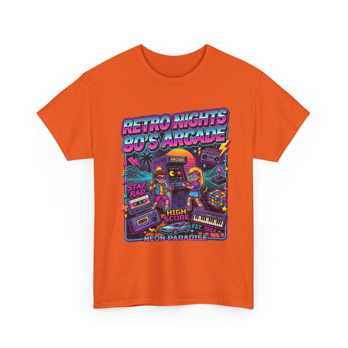 Retro Nights 80s Arcade Tee | Vaporwave Neon Gaming Graphic Shirt