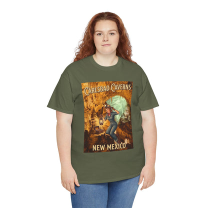 T-shirt avec affiche de grotte de Carlsbad Caverns, Nouveau-Mexique | Graphisme vintage de style pin-up de voyage
