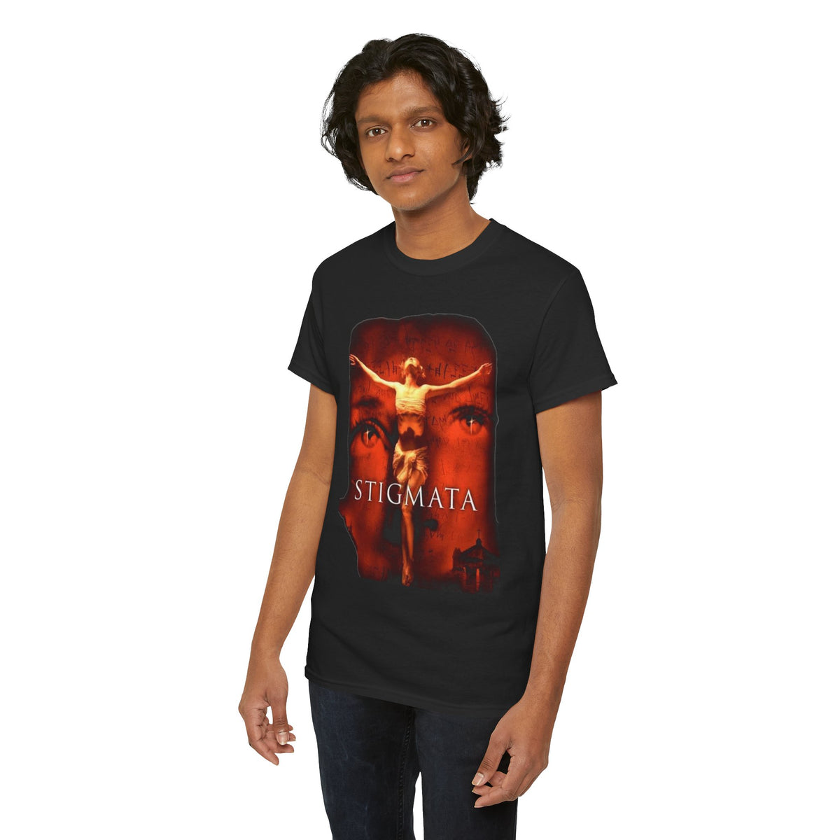 Stigmata Crucifixion Graphic Tee | Religious Horror Movie Poster Shirt