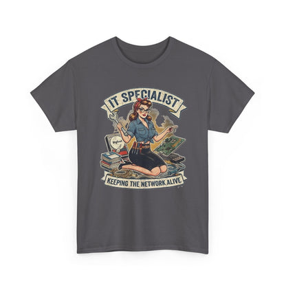 IT Specialist pinup graphic tee | T-Shirt, Keeping the Network Alive design