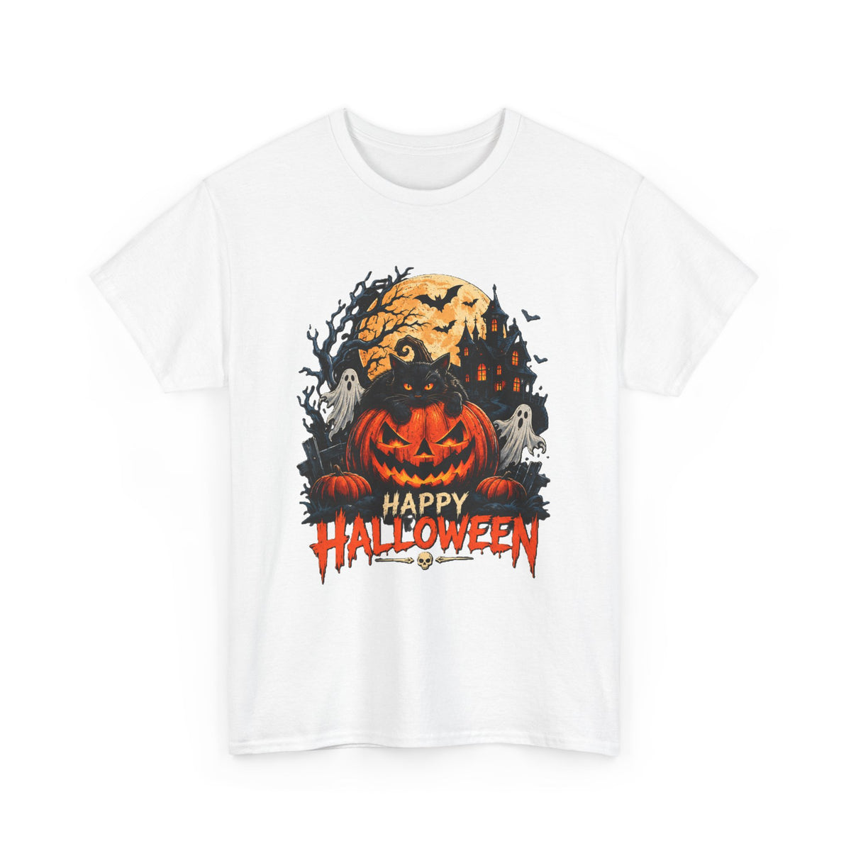 Camiseta de Halloween con calabaza Jack-o'-Lantern | Fantasmas espeluznantes, luna llena