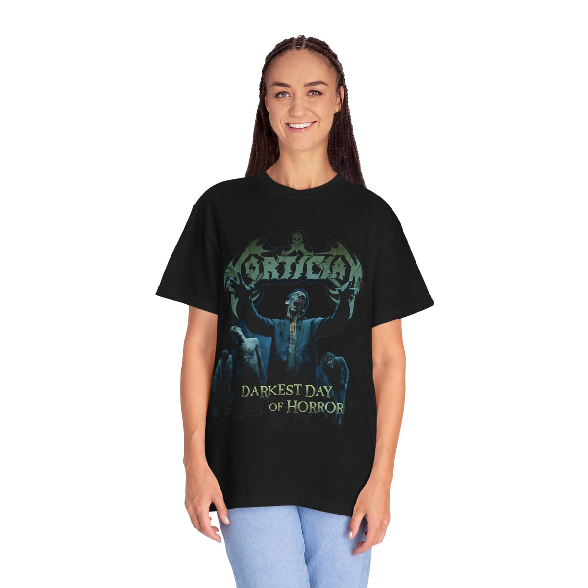 Mortician Darkest Day of Horror Graphic T-Shirt / Death Metal Band Tee