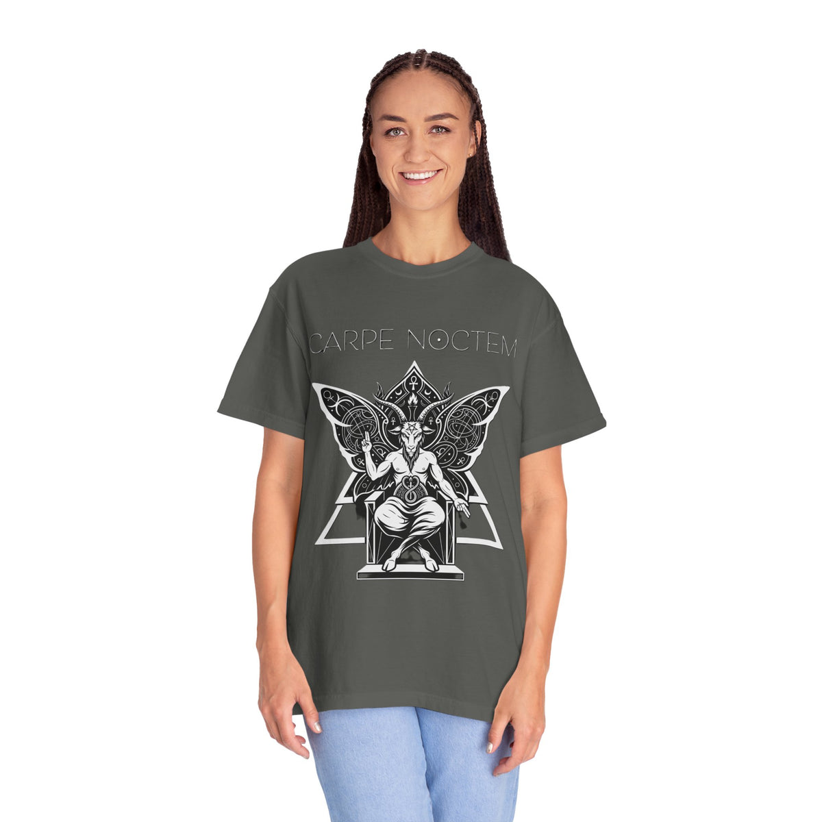 T-shirt Carpe Noctem Baphometh Throne | Illustration gothique occulte