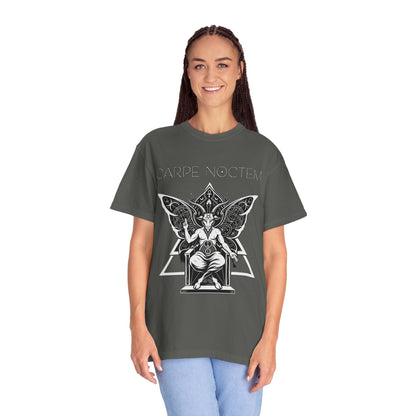 T-shirt Carpe Noctem Baphometh Throne | Illustration gothique occulte