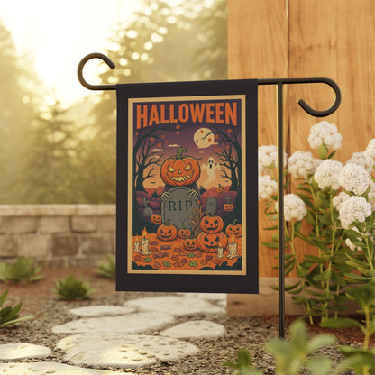 Vintage Pumpkin Graveyard Halloween Garden Banner | Outdoor Flag