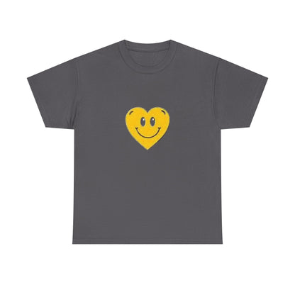 Yellow Smiley Heart Tee | Cute Happy Face Shirt, Retro Emojis