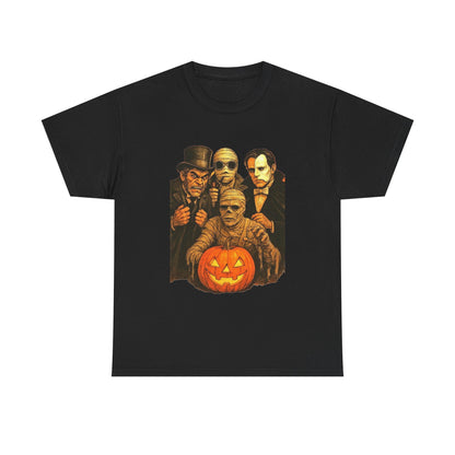 T-shirt Monstres classiques de l'horreur avec lanterne Jack-O'-Lantern | T-shirt équipe des monstres d'Halloween