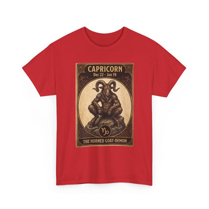 Capricorn Horned Goat Demon T-Shirt | Halloween Zodiac - Astrology Poster Design