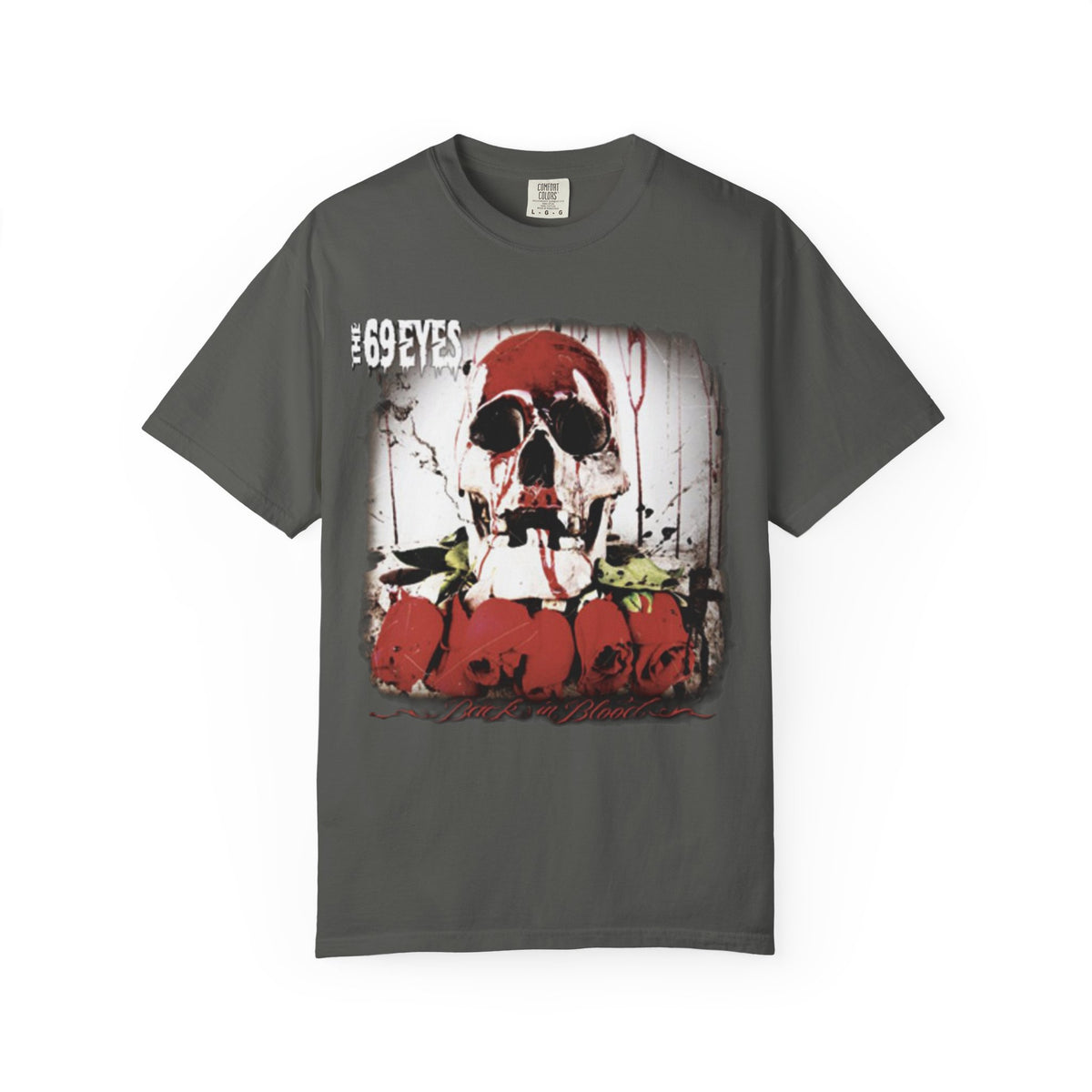 Camiseta The 69 Eyes Back In Blood con calavera y rosas | Camiseta gráfica de banda finlandesa de rock y metal gótico