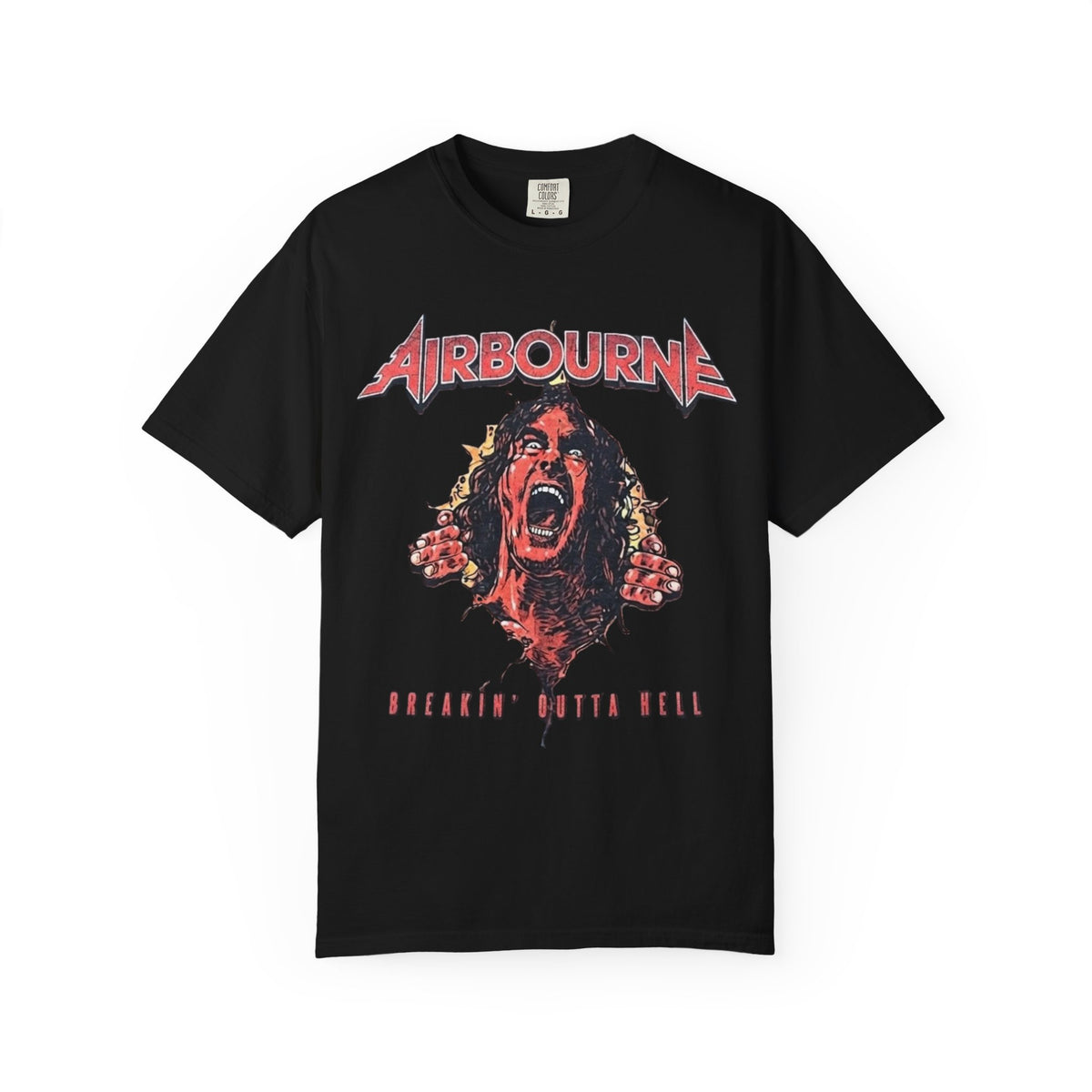 T-shirt Airbourne Breakin' Outta Hell Screaming Face | T-shirt graphique de groupe de rock