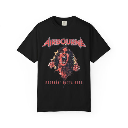 T-shirt Airbourne Breakin' Outta Hell Screaming Face | T-shirt graphique de groupe de rock