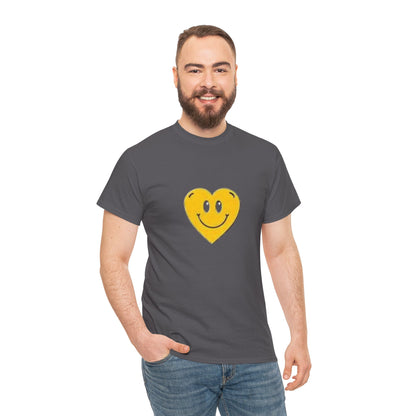 Yellow Smiley Heart Tee | Cute Happy Face Shirt, Retro Emojis