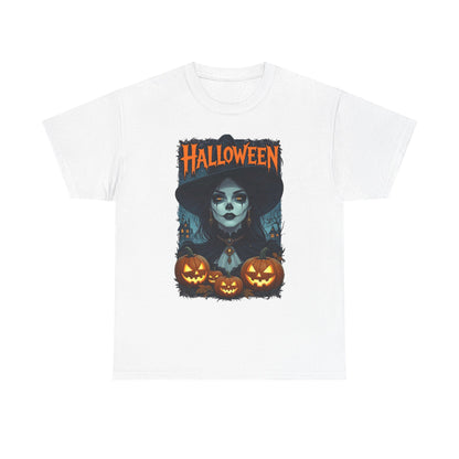 Camiseta de bruja con calabazas de Halloween | Camiseta de arte de calavera de Halloween