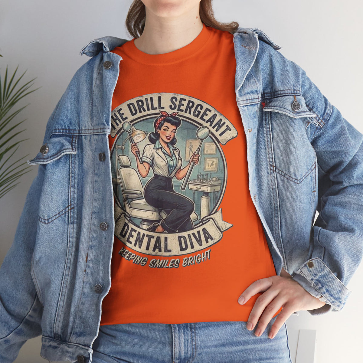 Drill Sergeant Dental Diva T-Shirt | Retro Pinup Dentist Graphic