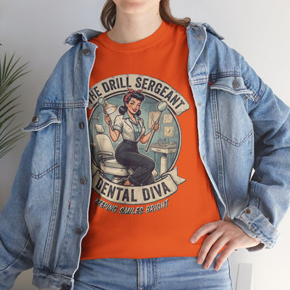 Drill Sergeant Dental Diva T-Shirt | Retro Pinup Dentist Graphic