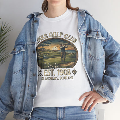 T-shirt illustration golfeur vintage Links Golf Club | EST. 1908 St. Andrews Écosse