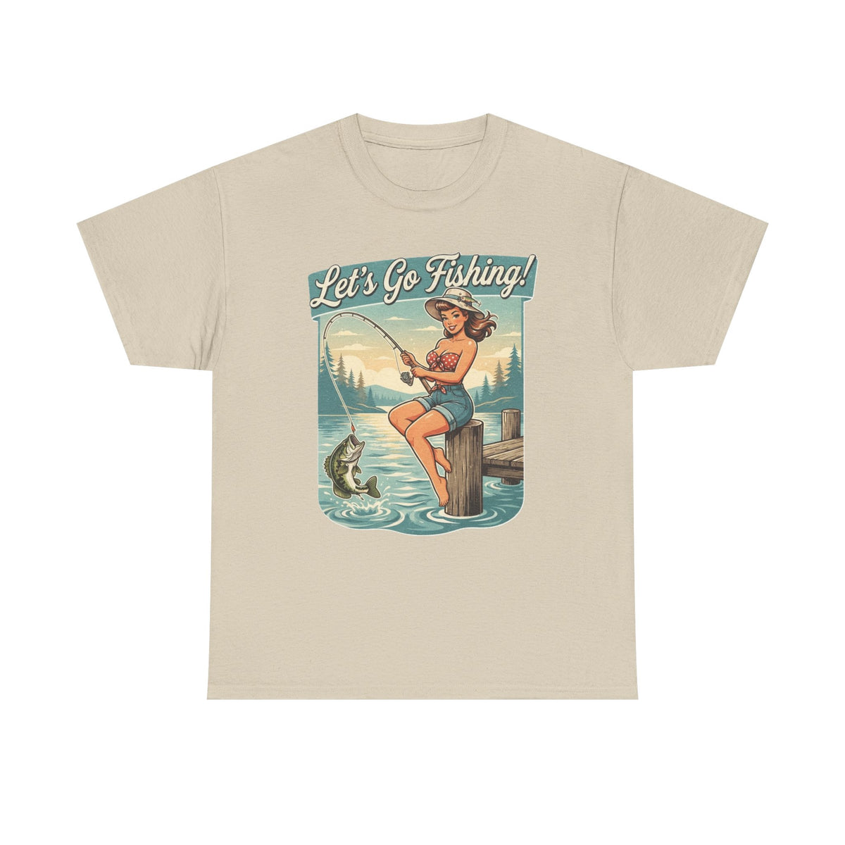 Let's Go Fishing Vintage Angler Graphic T-Shirt