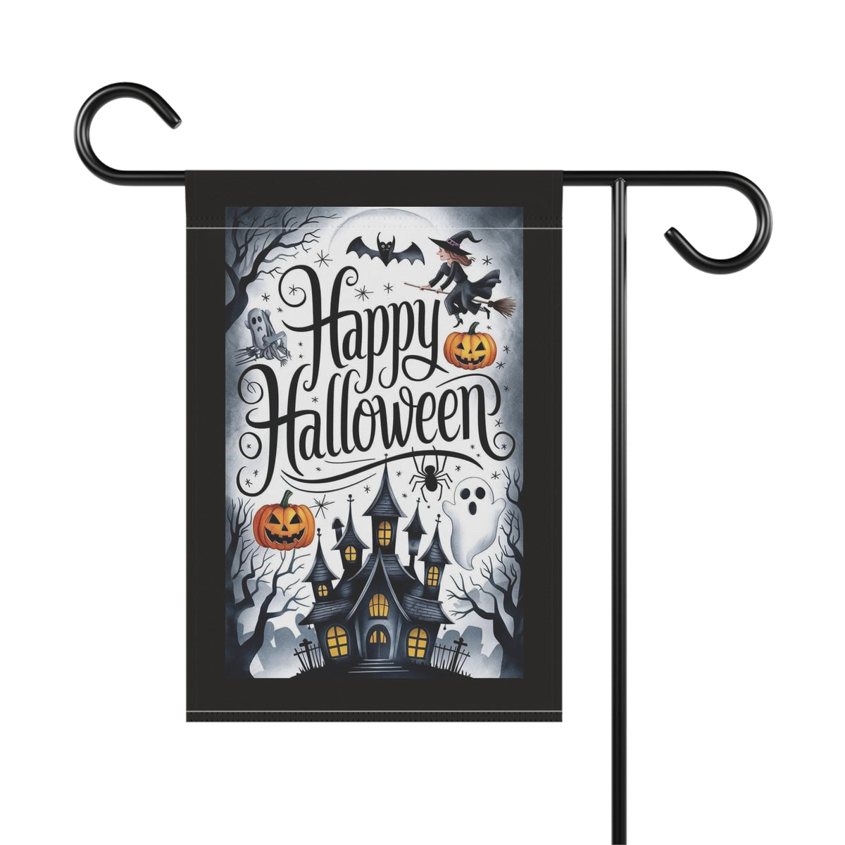 Happy Halloween Garden Flag | House Banner, Haunted House Pumpkin Ghosts