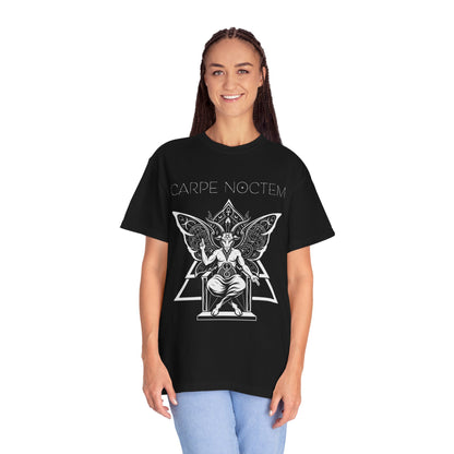 T-shirt Carpe Noctem Baphometh Throne | Illustration gothique occulte