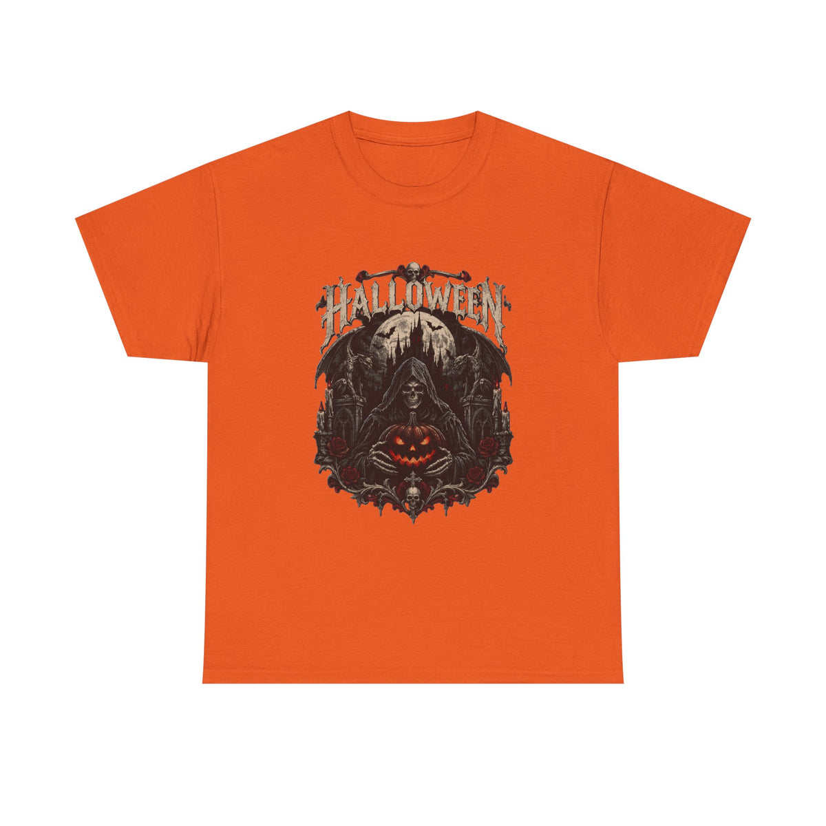 Camiseta de Halloween de calavera y calabaza | Camiseta de Jack-O'-Lantern en bosque espeluznante