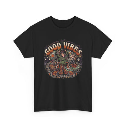 Good Vibes Halloween Tee | Psychedelic Floral Illustration