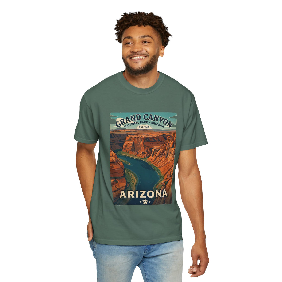 T-shirt style affiche Grand Canyon Arizona | T-shirt canyon et rivière panoramique