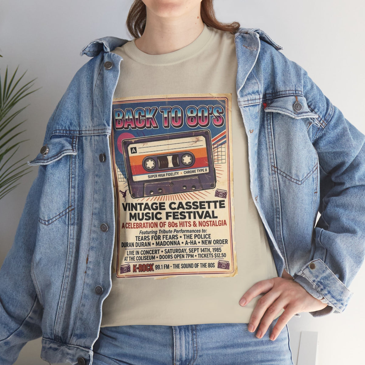 Camiseta del festival de música de casetes vintage "Back to 80s" | Póster retro de cinta