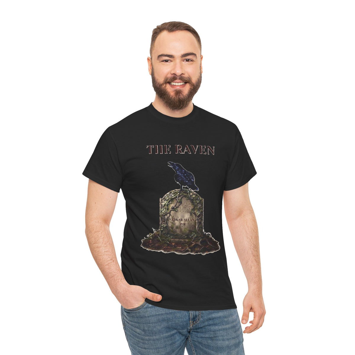The Raven skull illustration T-Shirt | Edgar Allan Poe literary tee