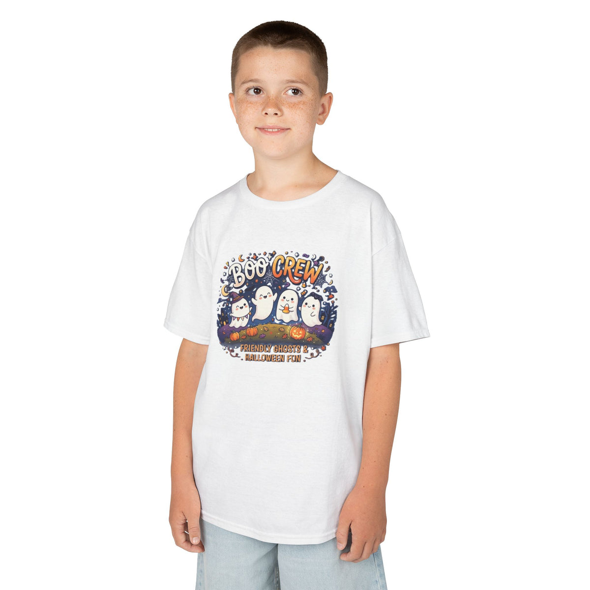 Boo Crew Ghosts Kids Tee | Halloween Pumpkin Patch Illustration