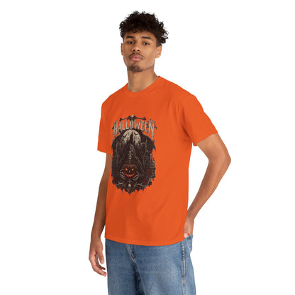 Camiseta de Halloween de calavera y calabaza | Camiseta de Jack-O'-Lantern en bosque espeluznante