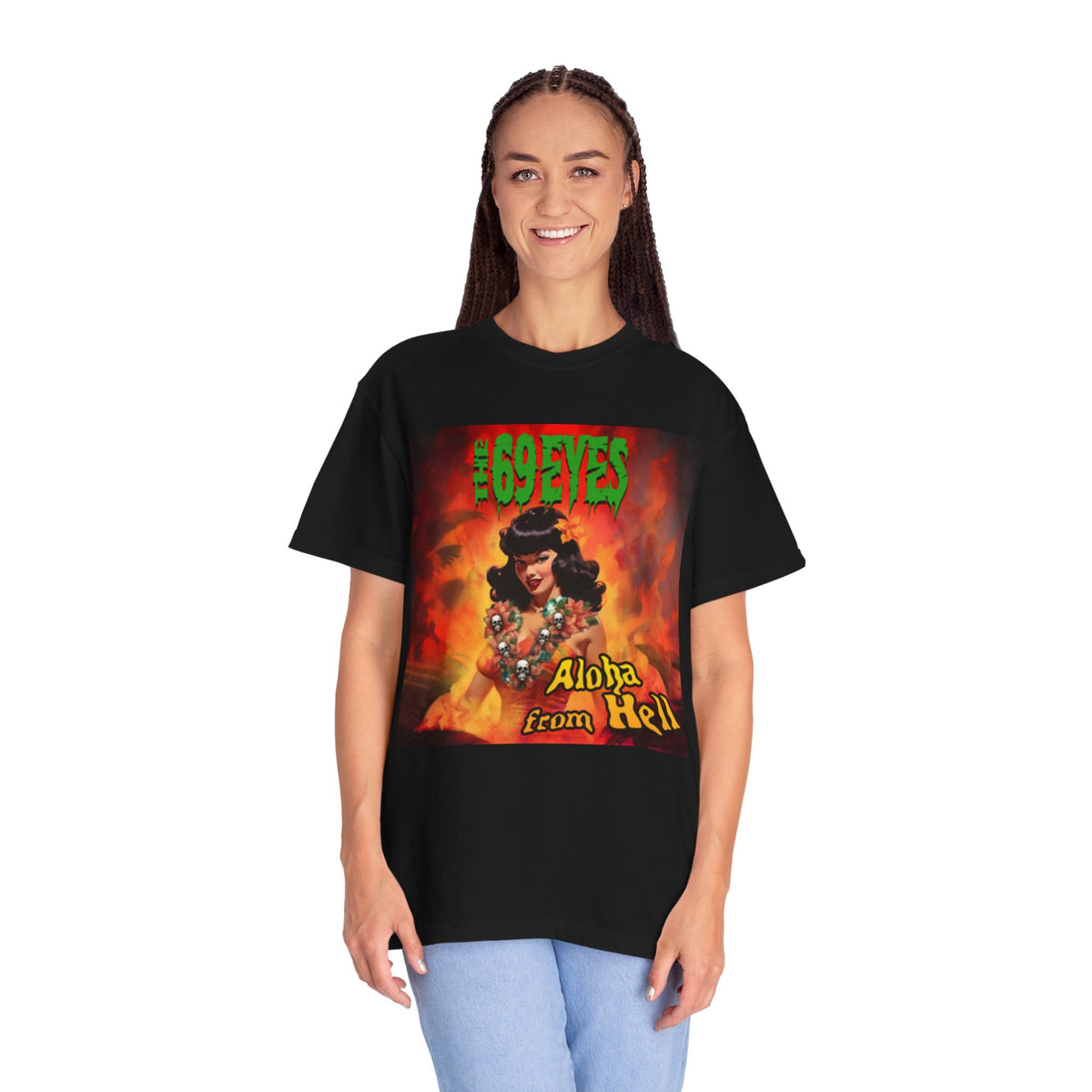 The 69 Eyes Aloha From Hell Album Artwork pinup graphic T-shirt | Finnish Gothic Rock Metal band artwork