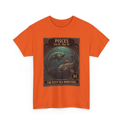T-shirt Poissons : Monstres des abysses | Design d'affiche astrologique du zodiaque pour Halloween