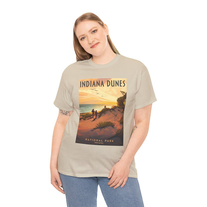 Camiseta de póster vintage del atardecer en el Parque Nacional Indiana Dunes | Camiseta de naturaleza de parques nacionales