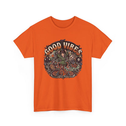 Good Vibes Halloween Tee | Psychedelic Floral Illustration