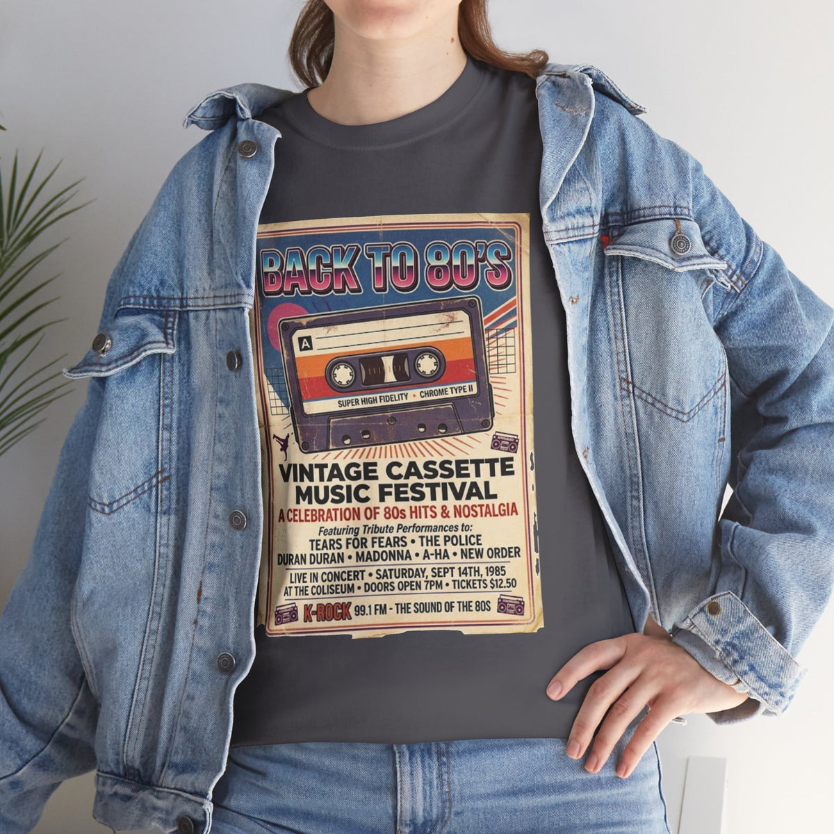 Camiseta del festival de música de casetes vintage "Back to 80s" | Póster retro de cinta