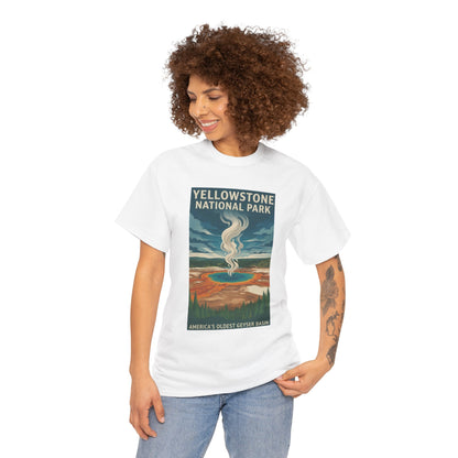 Camiseta con póster de géiser del Parque Nacional de Yellowstone | Camiseta de viaje a parques nacionales