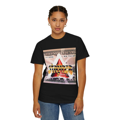 Stryper In God We Trust Album Artwork Graphic T-shirt | Retro Hard Rock Band Collage Tee