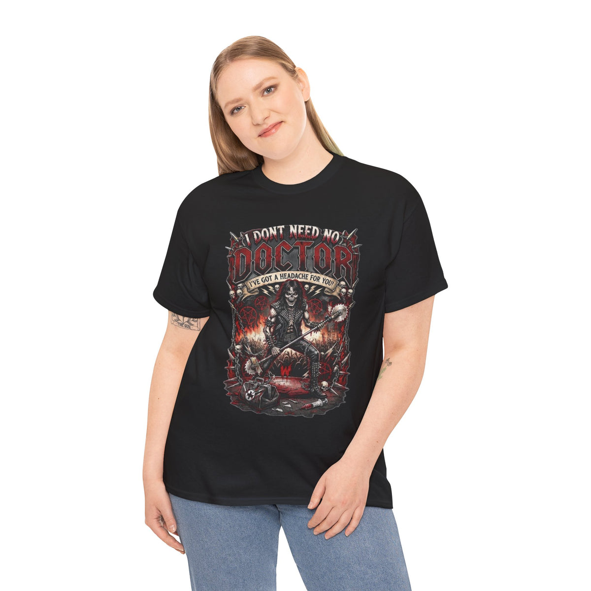 T-shirt illustration I Don't Need No Doctor | Thème médical horreur gothique